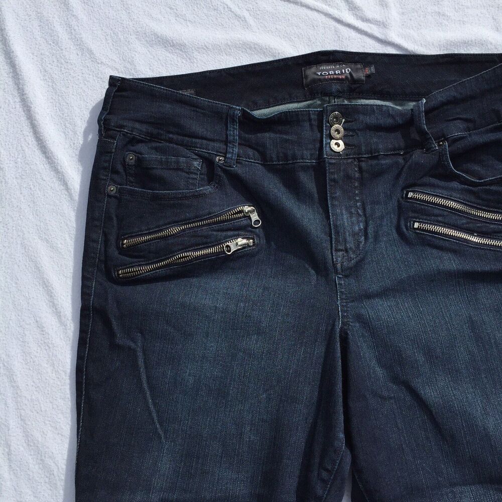 Dark Wash Jeans Zippers Size 24S Torrid Premium Jegging - Picture 4 of 10